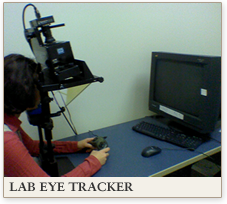 Picture of a person looking through an eye tracker